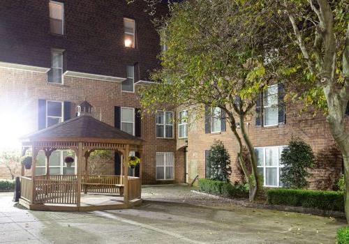 night time exterior with gazebo